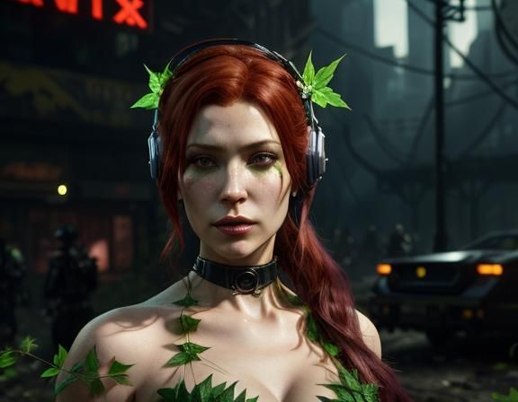 Poison Ivy in Cyberpunk Digital Painting