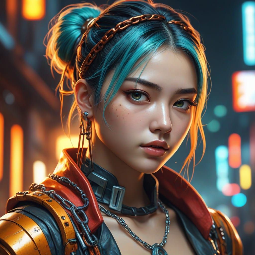 ATEEZ Cyberpunk Poster Art in Akimora Style