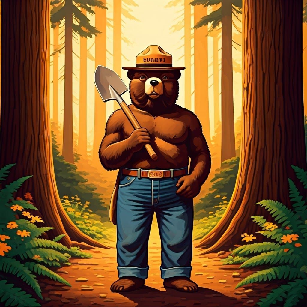 Vintage Forest Ranger in Classic Norman Rockwell Style