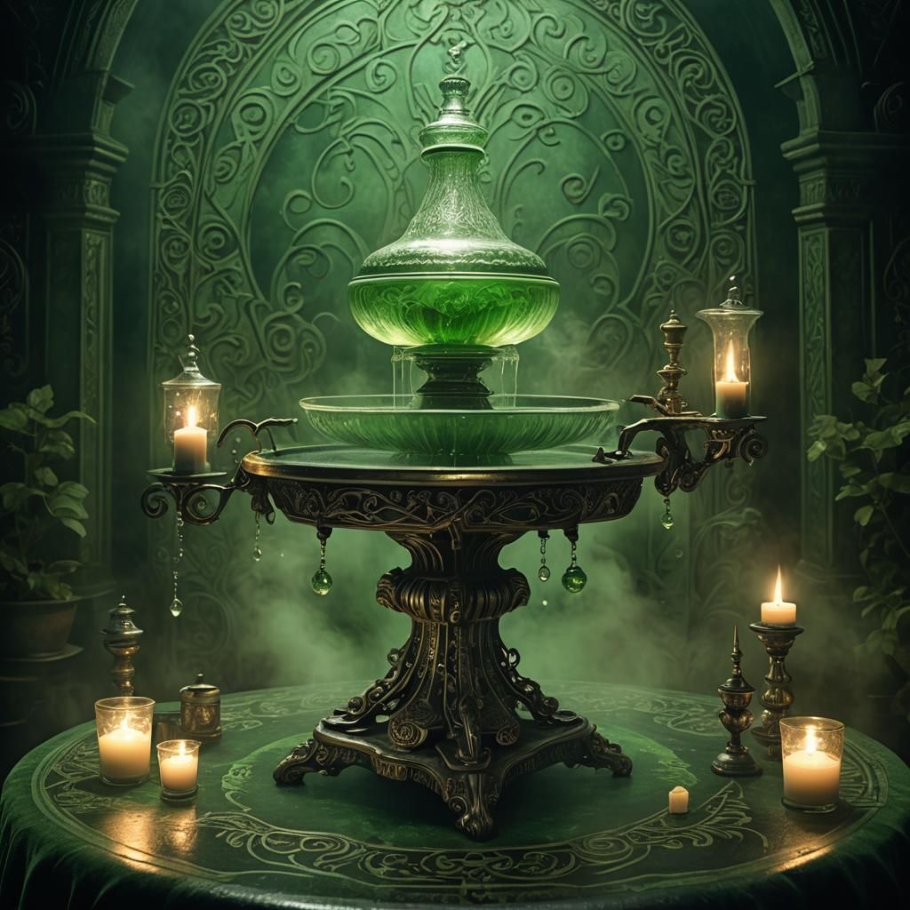 Eerie Absinth Fountain in Art Nouveau Style