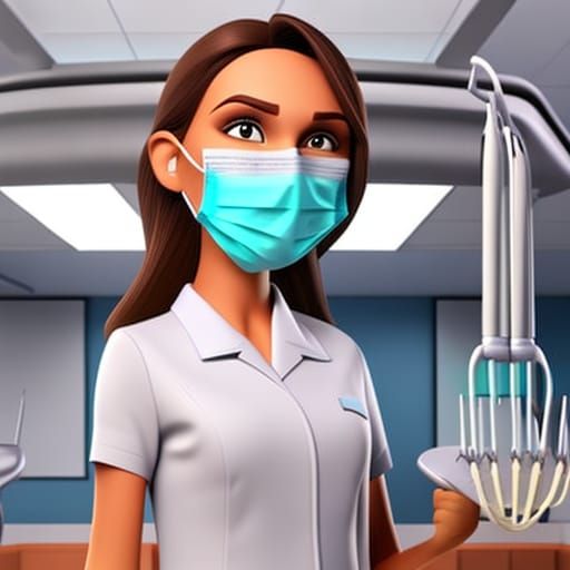 Female Dentist in Office: Pixar-Style 3D Digital Art