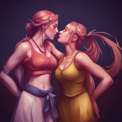 Girls Kissing: Hyperdetailed Portrait in Unreal Engine 5