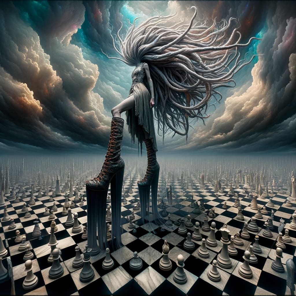 Strigoaica's Chessboard Realm in Metaphysical Style