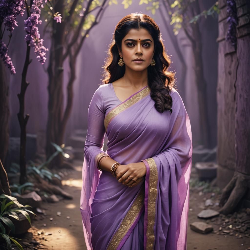 Kajol in Lavender Saree: Cinematic Bollywood Portrait
