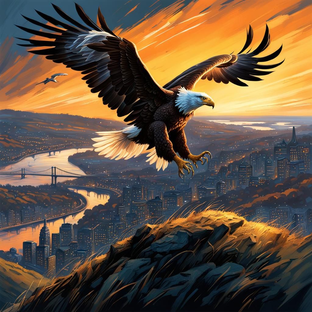 Eagle in Flight: Hyperrealistic Splash Art