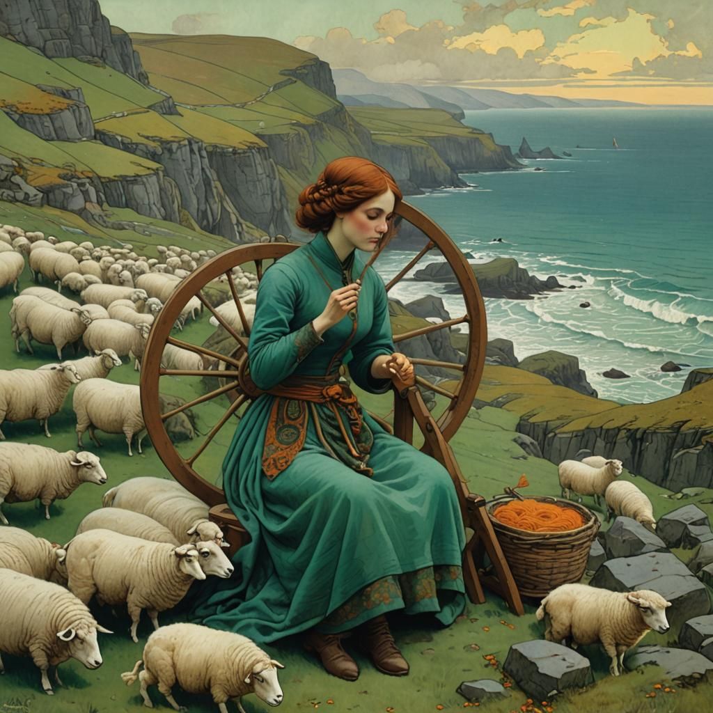 Coastal Spinner in Golden Age Illustration Style