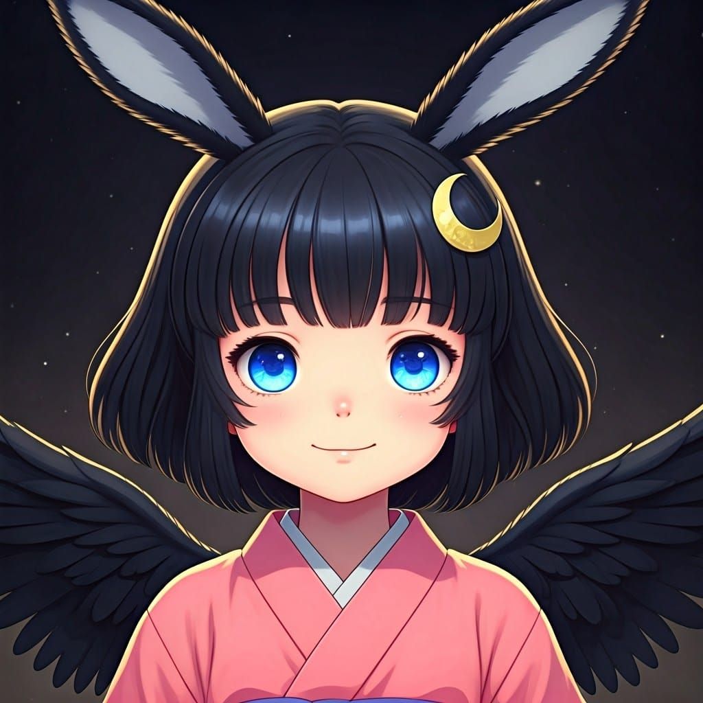 Anime Girl with Rabbit Ears in Studio Ghibli Style