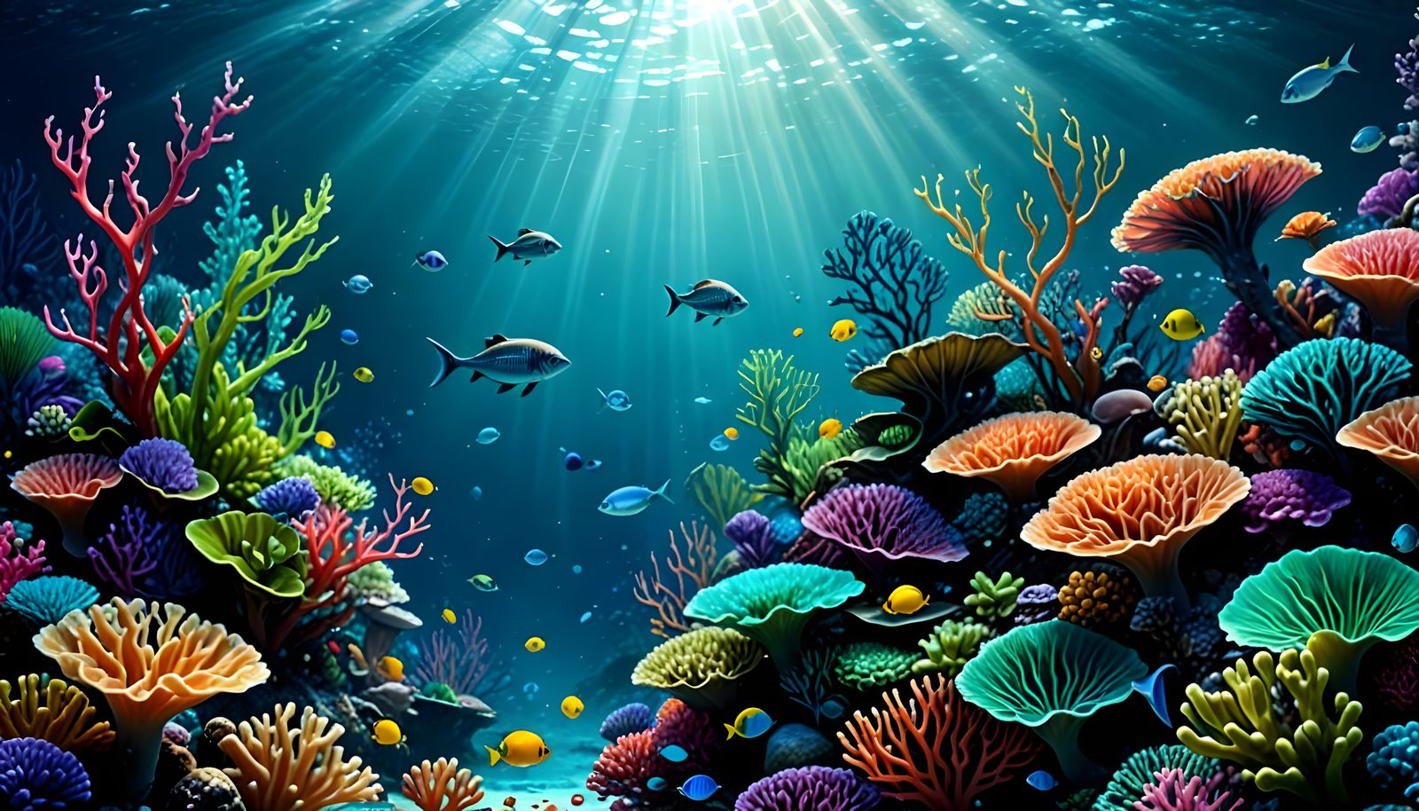 Vibrant Coral Reef Paradise in Ethereal Aquatic Ecosystem