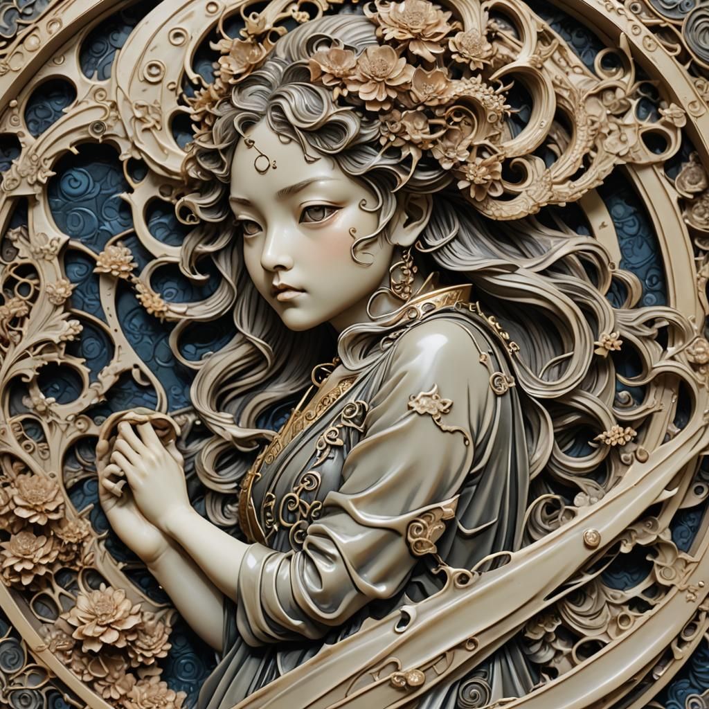 Detailed Fantasy Slice of Life in Resin Cast Style