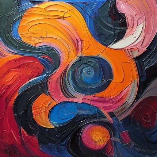 Vibrant Expressionist Abstract Art with Swirling Patterns