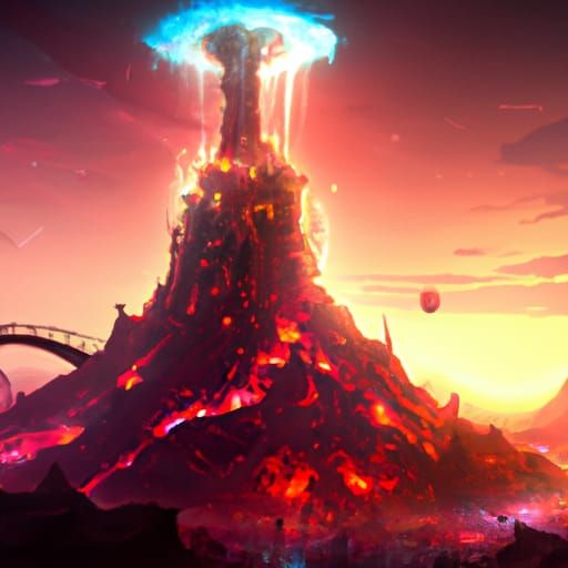 Spectacular Volcano in Dark Fantasy Style