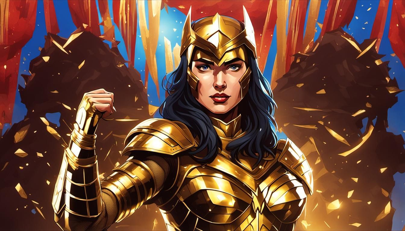 wonder woman golden armor, | https://creator.nightcafe.studio/creation/BOZ4nOEzhWAaFdCnyLvK?ru=OSY