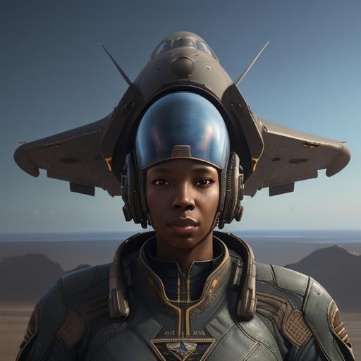 Futuristic African American B-1 Bomber Pilot