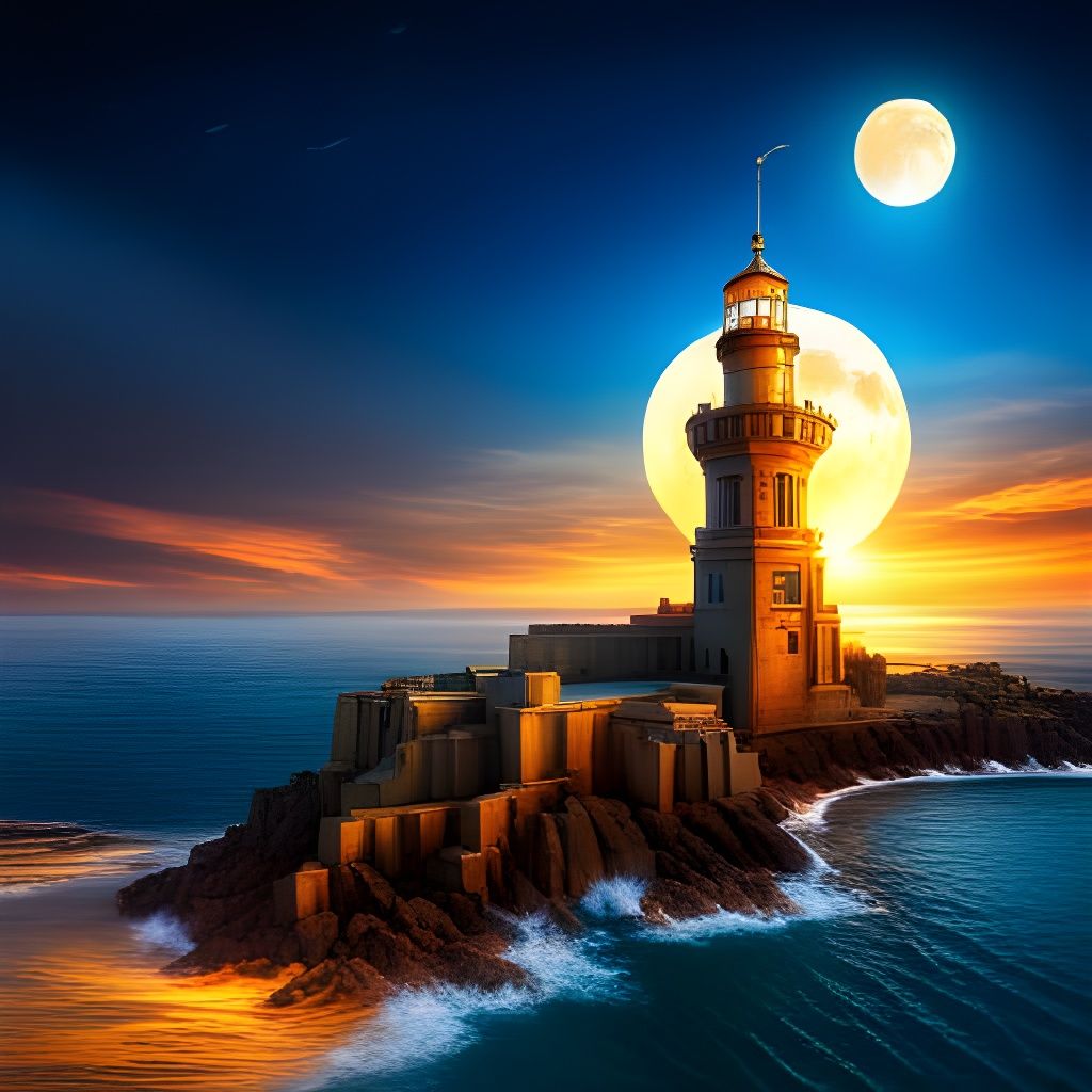 Spectacular Solarpunk Lighthouse Castle by the Red Sea