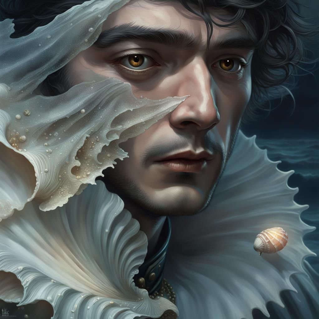 Macabre Close-Up: Man Transforms into Seashell