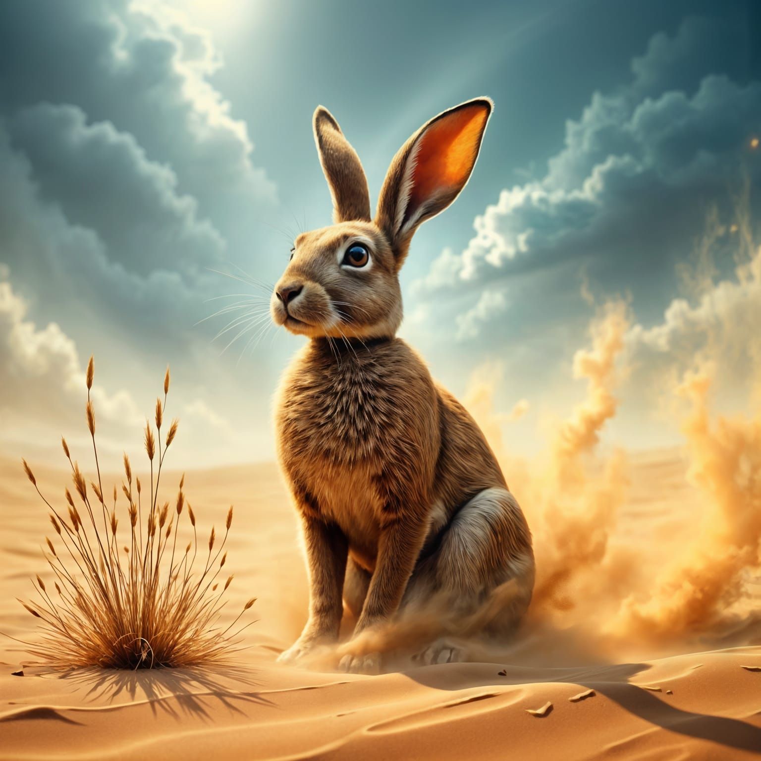 Jackrabbit Finds Solace in Desert Oasis