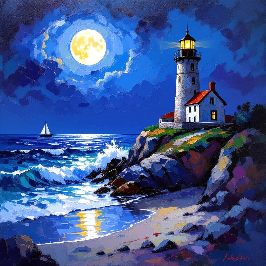 Moonlit Lighthouse