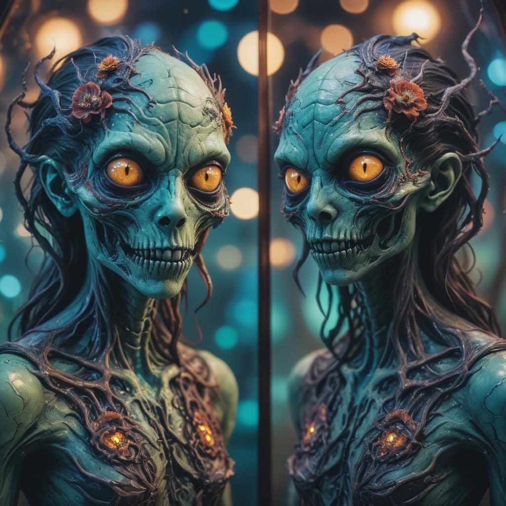 Eldritch Hybrid Creature in Bioluminescent Swamp