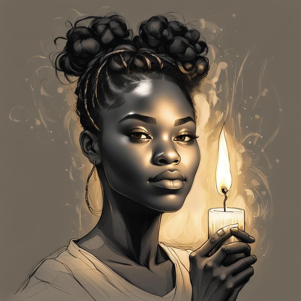 Hopeful Graphite Sketch: Woman with Candle