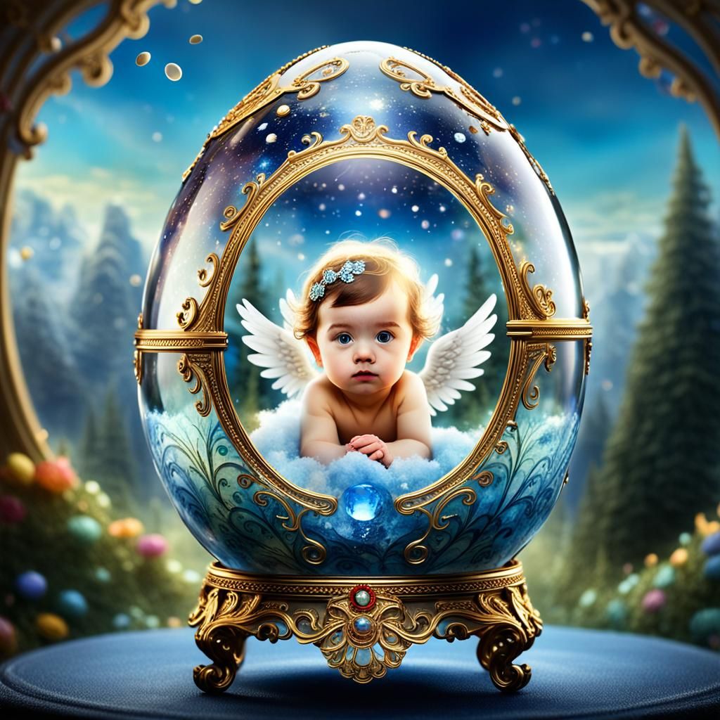 (A cute little angel, inside a transparent Faberge egg)epic ...