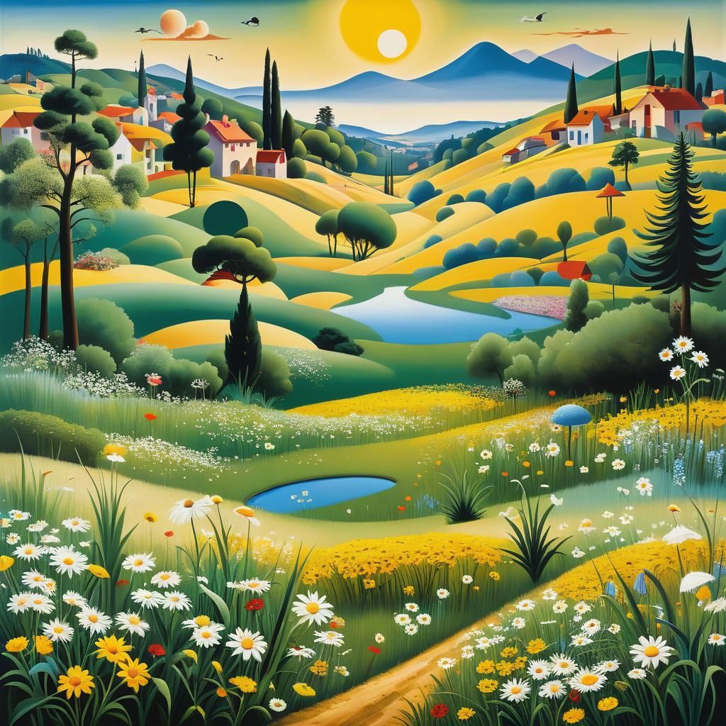 Surreal Town Blooms on a Straw Hat