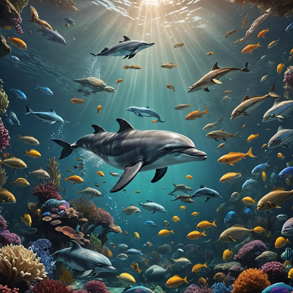 Dolphin's Underwater Paradise: A Fantasy Concept Art