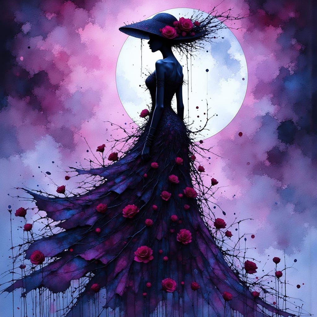 Ethereal Woman Enveloped in Mystical Thorns