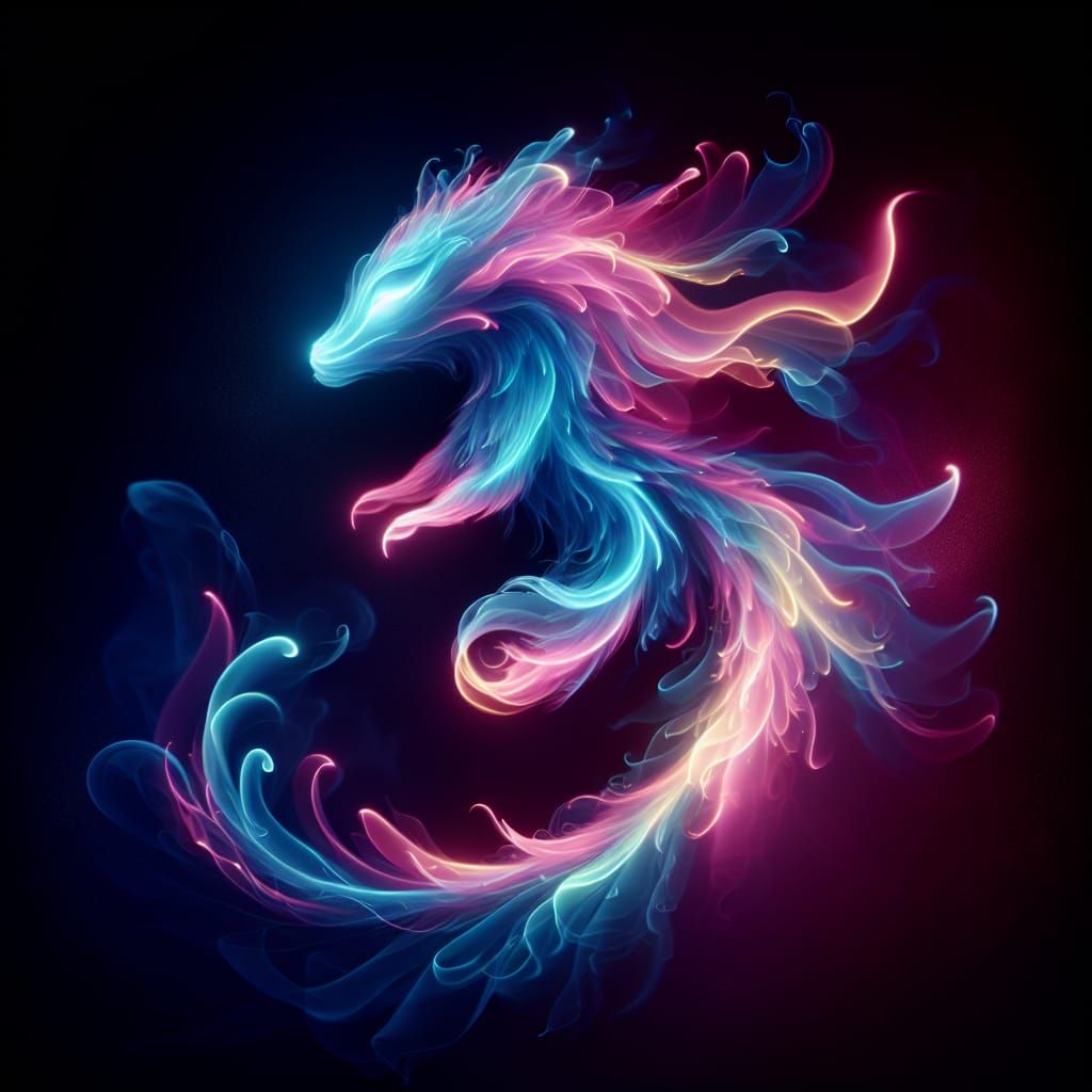 Mystical Neon Elemental in Vibrant Light