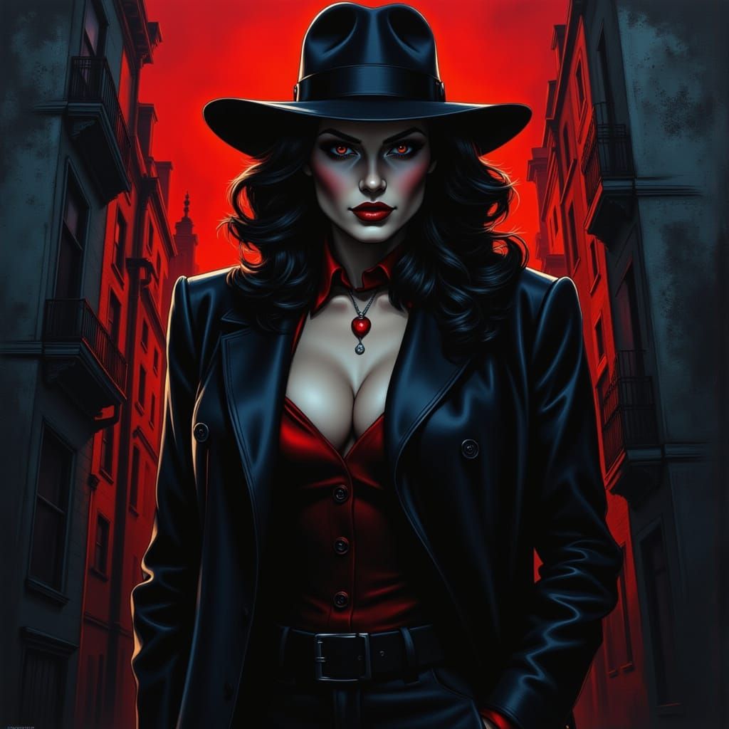Carmen Sandiego in Film Noir Poster Art Style