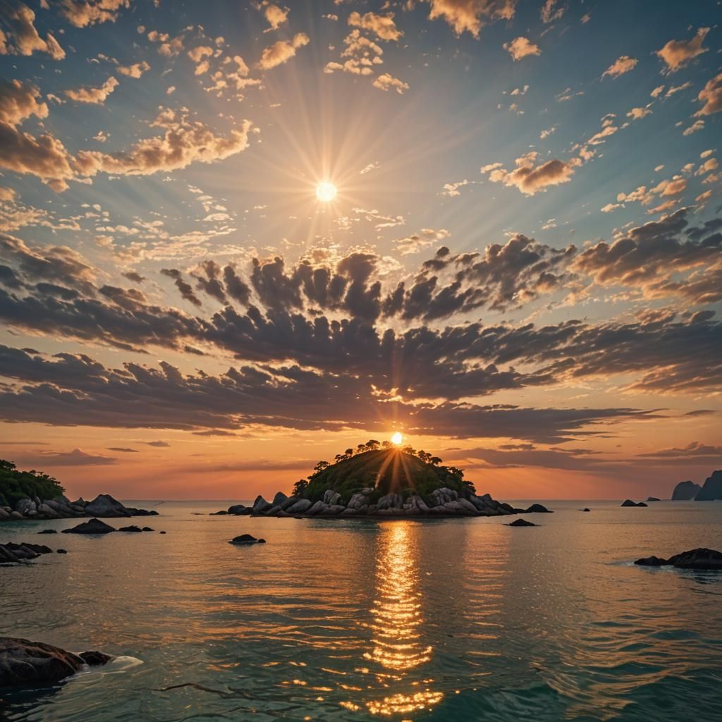 Breathtaking Sunset Over Ocean Panorama