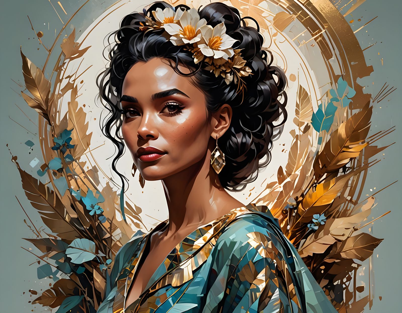 Radiant Portrait of Young Lena Horne in Oil