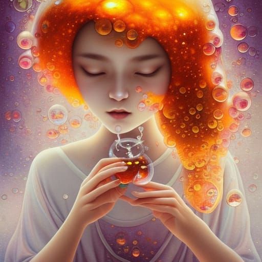 Melting Amber Bubble: Digital Art