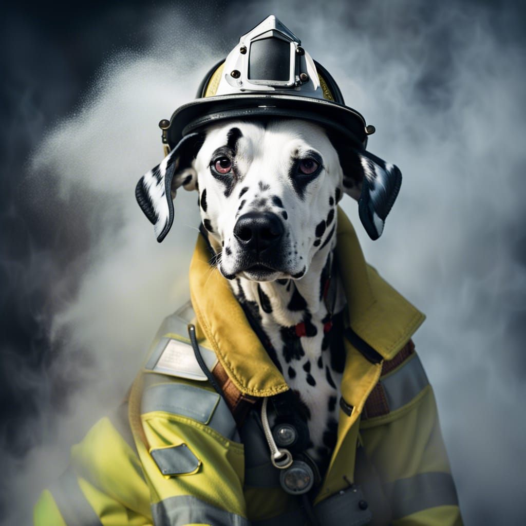 Sensual Dalmatian Firefighter in Steamy Photo Shoot