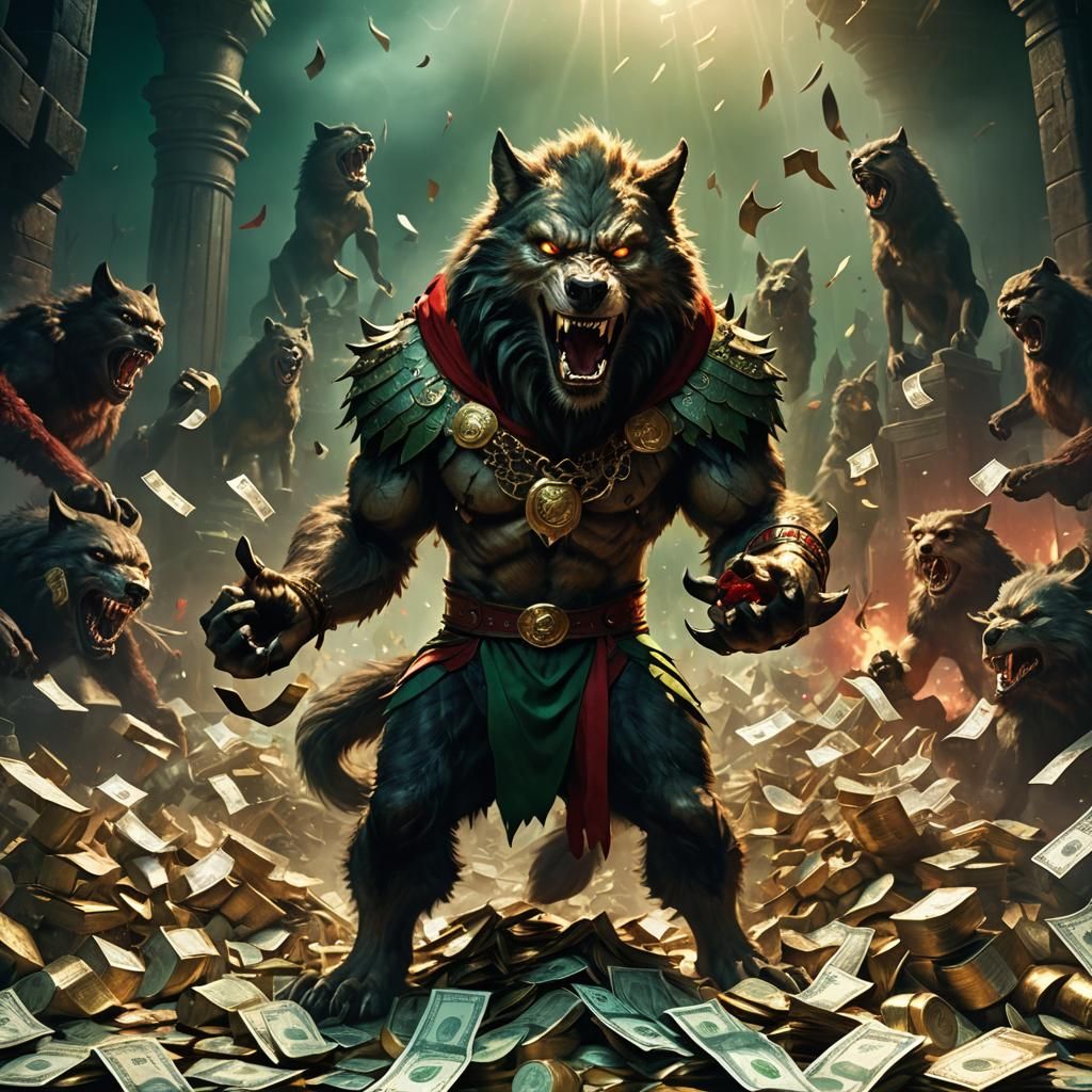 Furious Werewolf Champion in Lavish Digital Painting