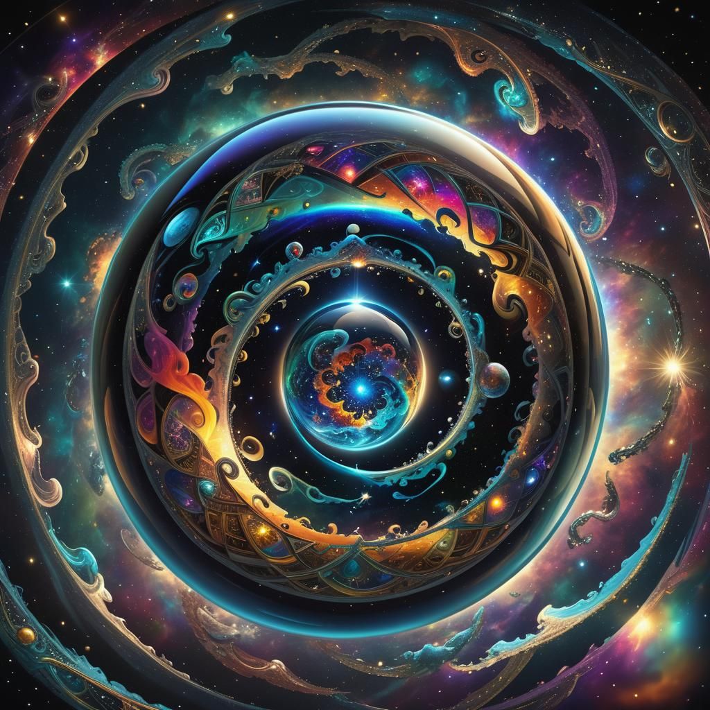 Glass Planet in Deep Space: Retrofuturistic Fractal Art