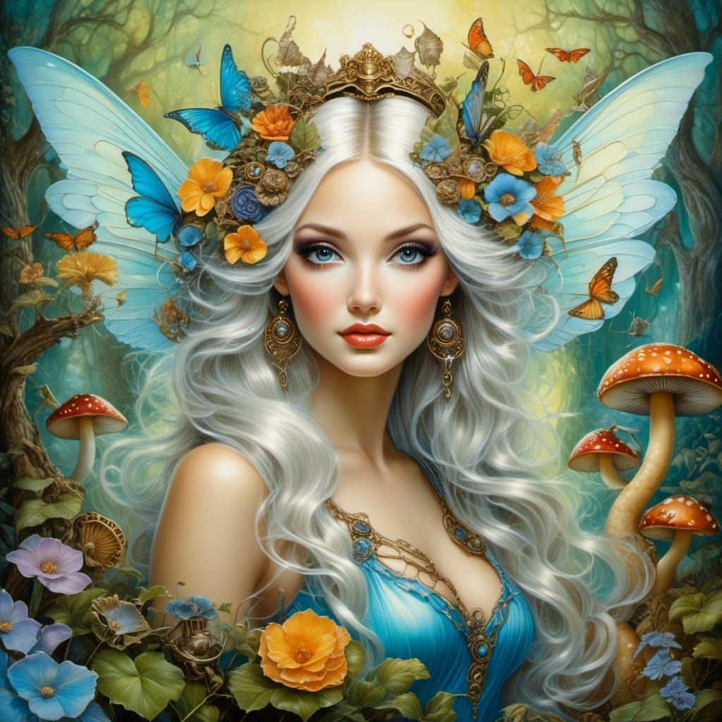 Enchanting Fairy Portrait in Steampunk Surrealism