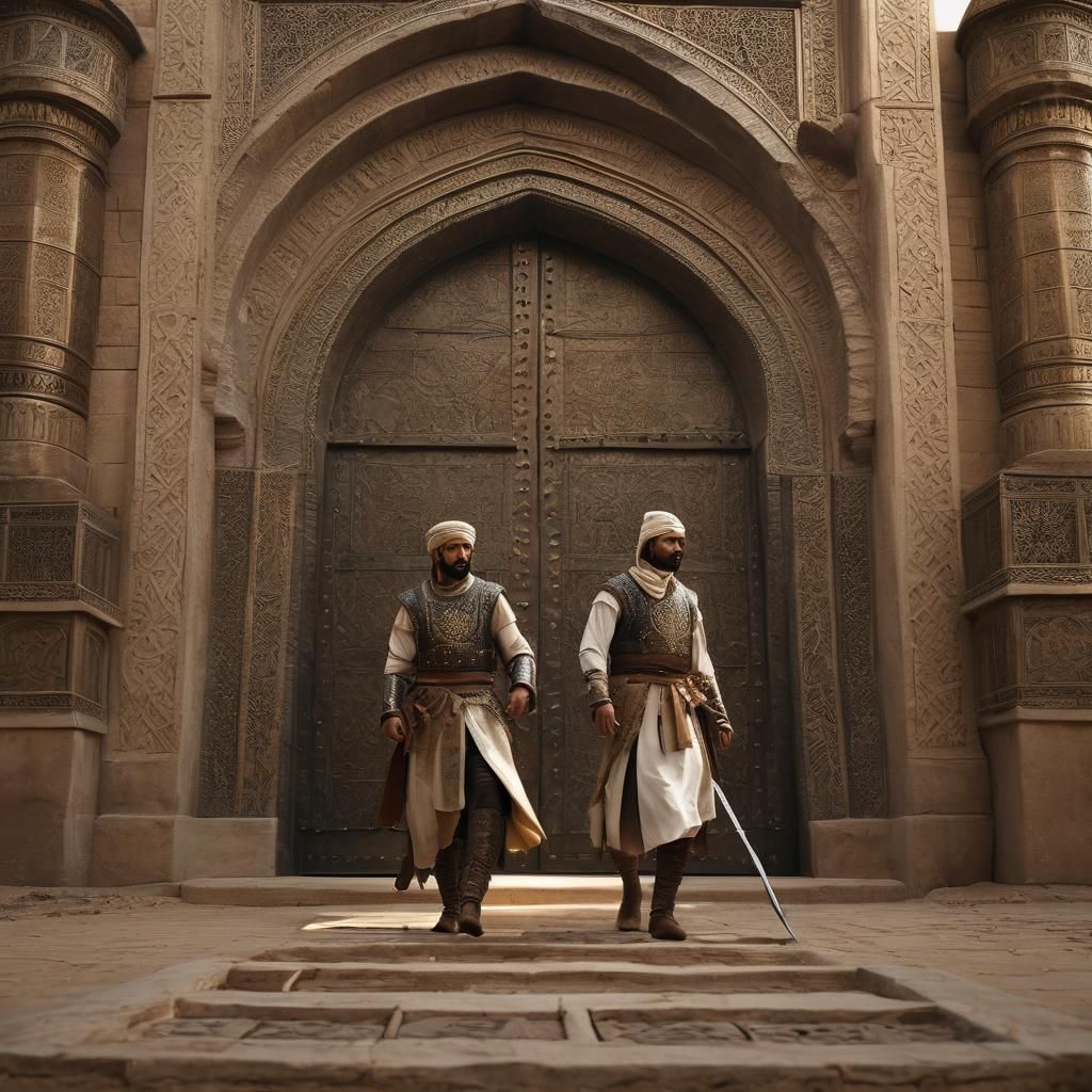 Khalid Ibn Al-Walid at Khaybar Castle Door