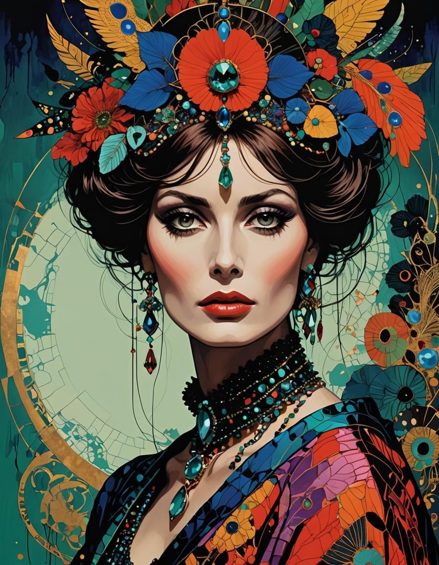 Sophia Loren in Bold Fantasy Style Digital Painting