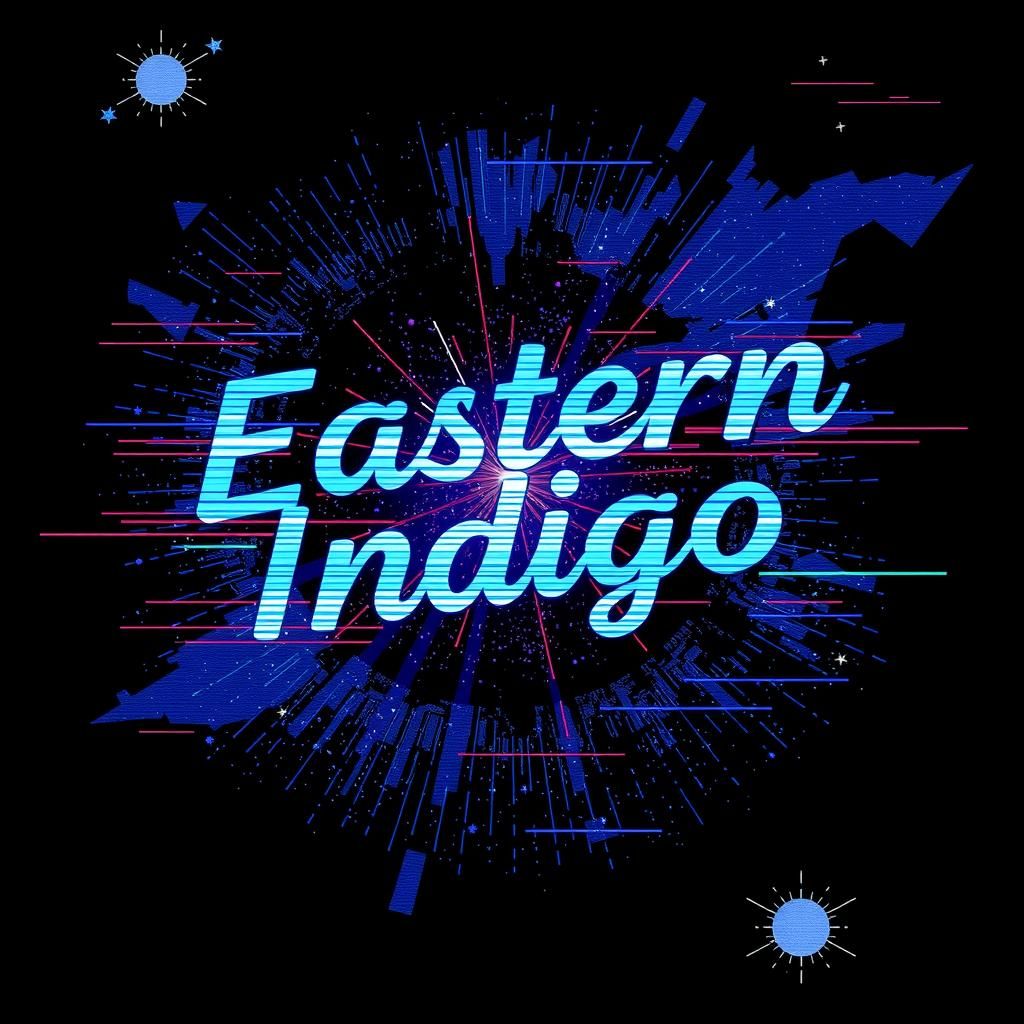 Maximalist Abstract of Eastern Indigo with Glitch Effects