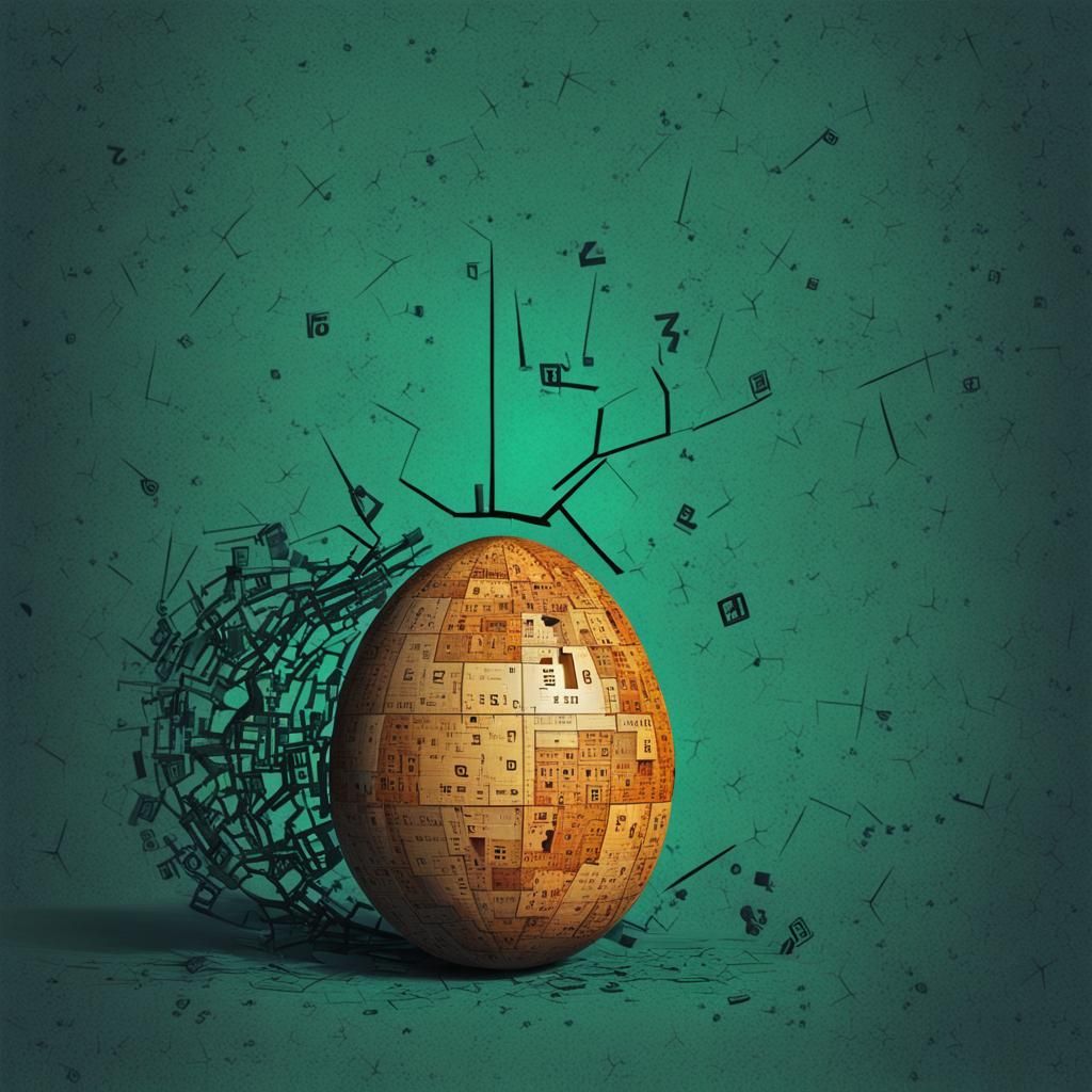 World Tree Emerges from Egg: Digital Punk Art