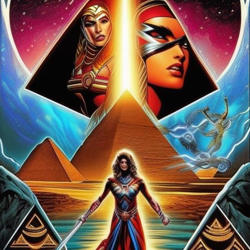 Superhero Rain Woman in Desert Comic Art