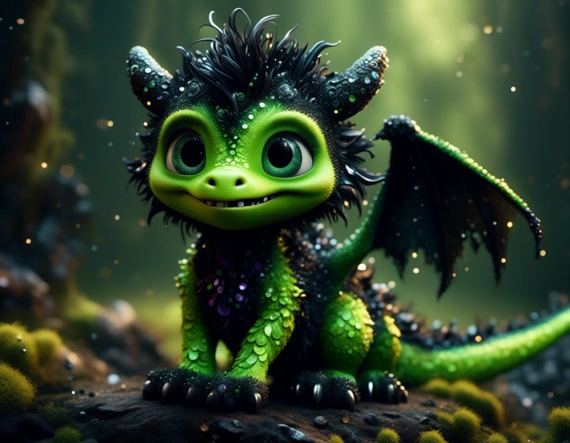 Adorable Lime Green Dragon in Pixar Style