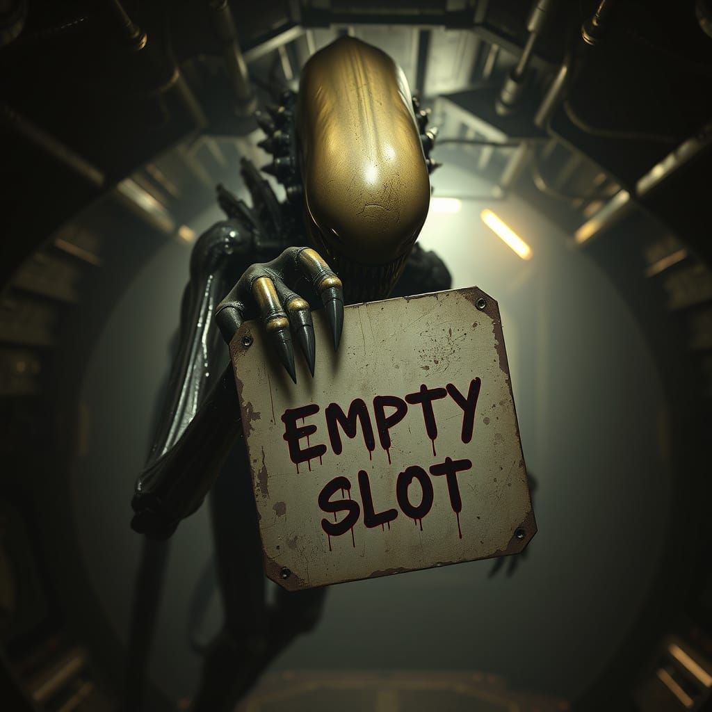 Xenomorph Holding Bloody Sign in Spaceship