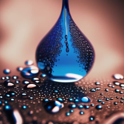 Blue Water Drop Macro Photography