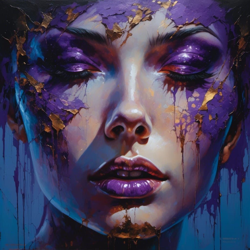 Woman with Glowing Scars in Surrealist Style