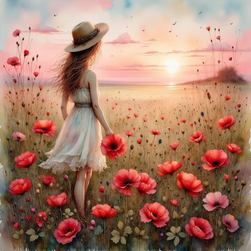 Remembrance Day Poppies in Field