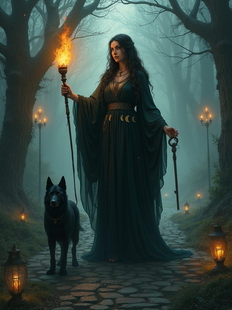 Mysterious Goddess of Witchcraft at the Dark Crossroads