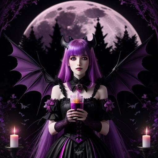 Enchanting Vampire in Magical Forest, Astral Illustration
