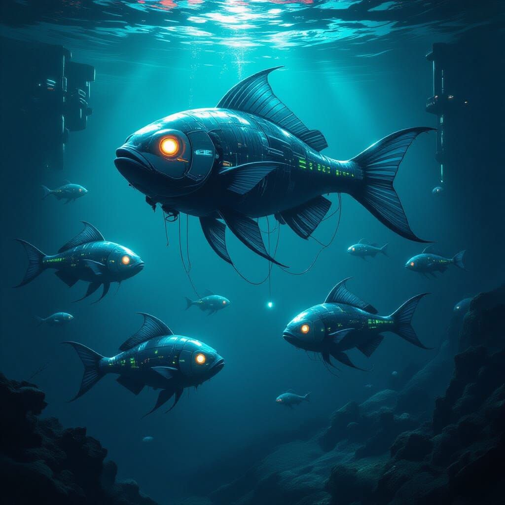 Biomechanical Drones Regenerate in Brutalist Subaquatic Lab