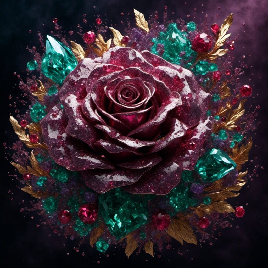 Gemstone Rose Bouquet in Mosaic Style